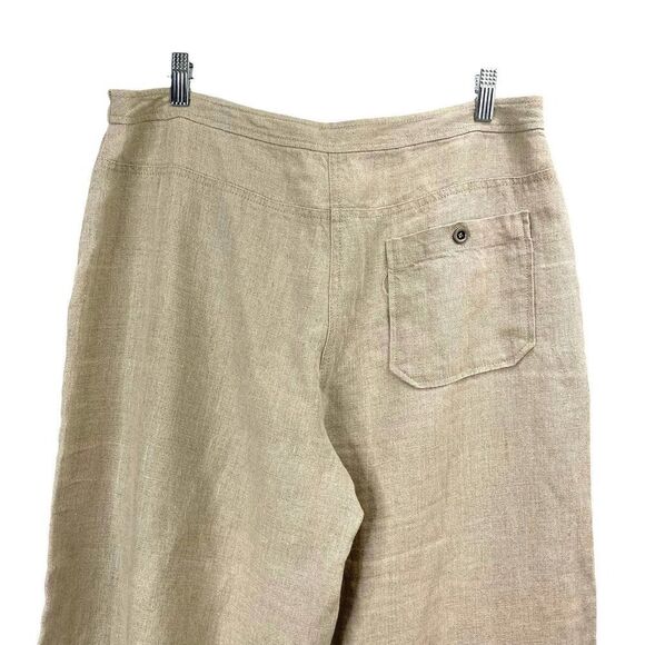 Eileen Fisher organic linen cropped wide leg pants Sz 8 neutral beige lagenlook - Picture 9 of 10